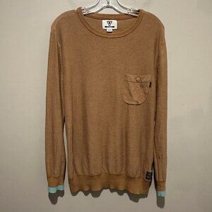 Vissla Sweater Mens Medium Knit Pullover Tan Pocket